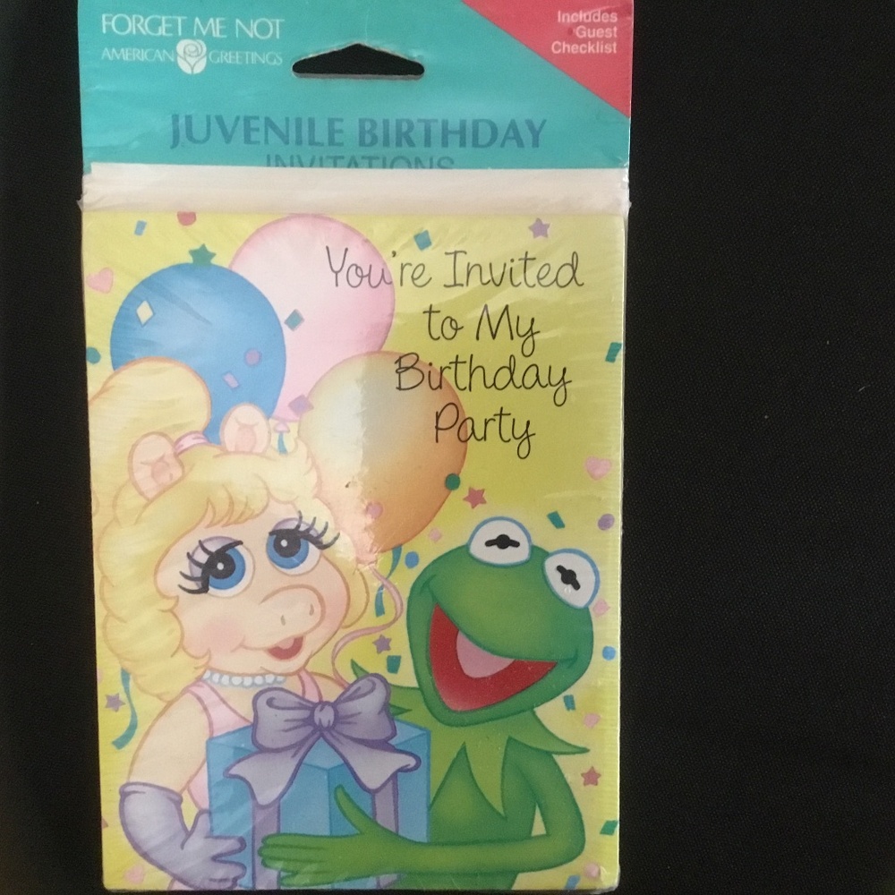 Muppets Miss Piggy and Kermit the Frog Birthday Invitations